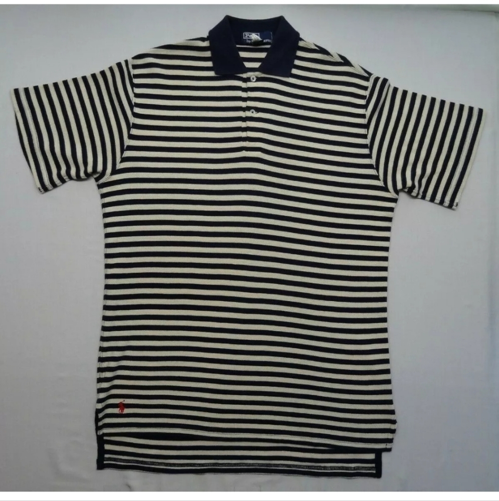 Polo by Ralph Lauren S Bergdorf Goodman Cotton Knit Striped 90s VTG Navy